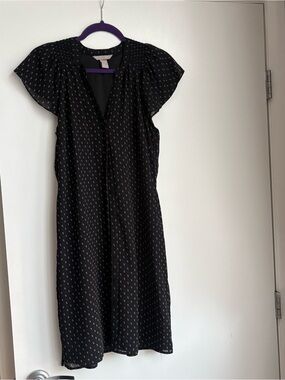 H&M Black Printed Flutter-Sleeve Mini Dress